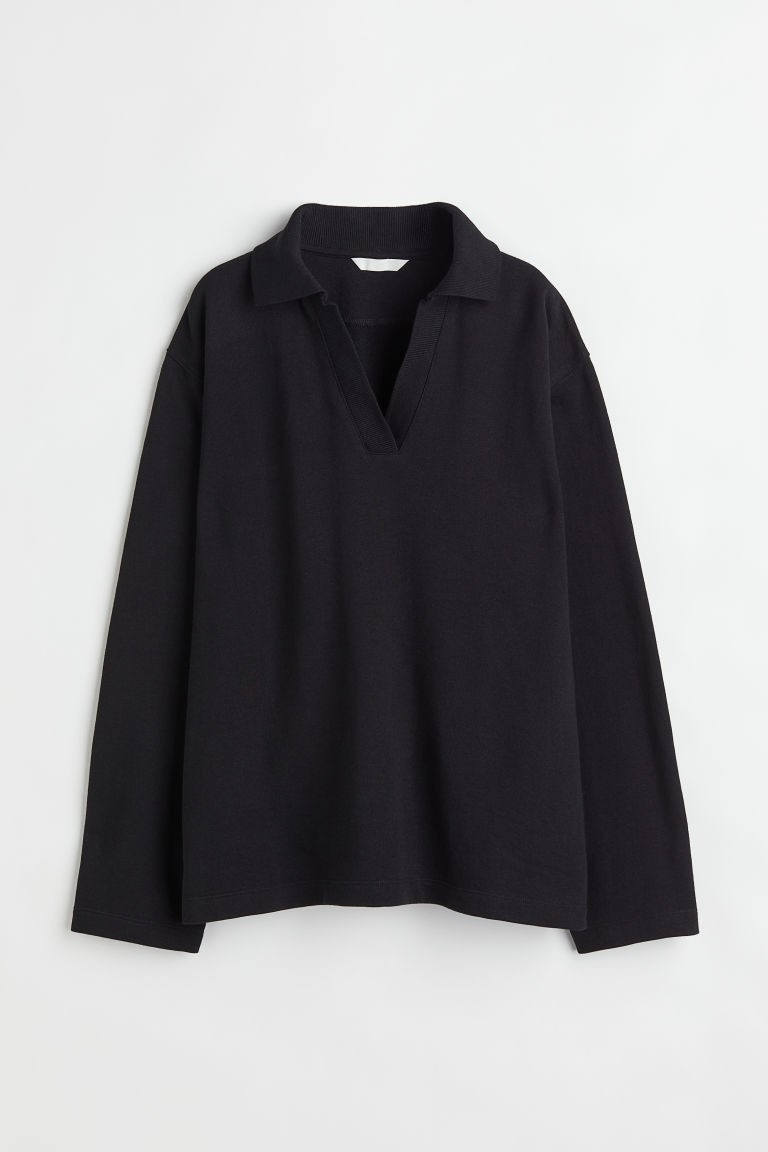 H & M - Collared Sweatshirt - Black | H&M (US + CA)