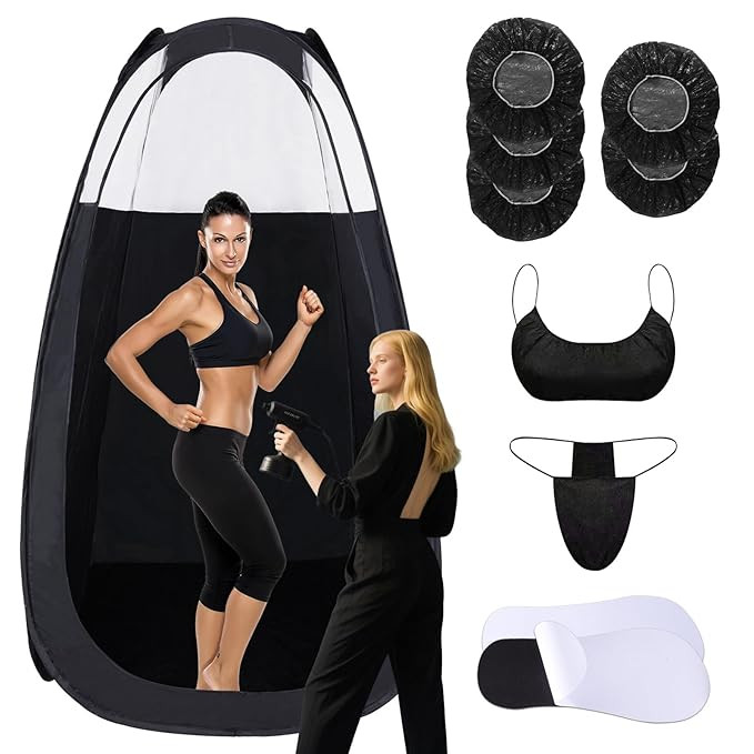 Large Spray Tan Tent, Deluxe Pop Up Portable Professional Self Tanning Tent with Carry Bag Waterp... | Amazon (US)
