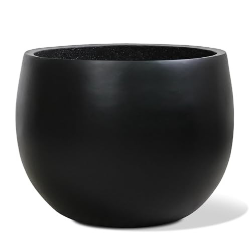 Heyzier Concrete Planter Outdoor Indoor, Large Cement Plant Pots for Trees Flowers (Black, 22 inch) | Amazon (US)