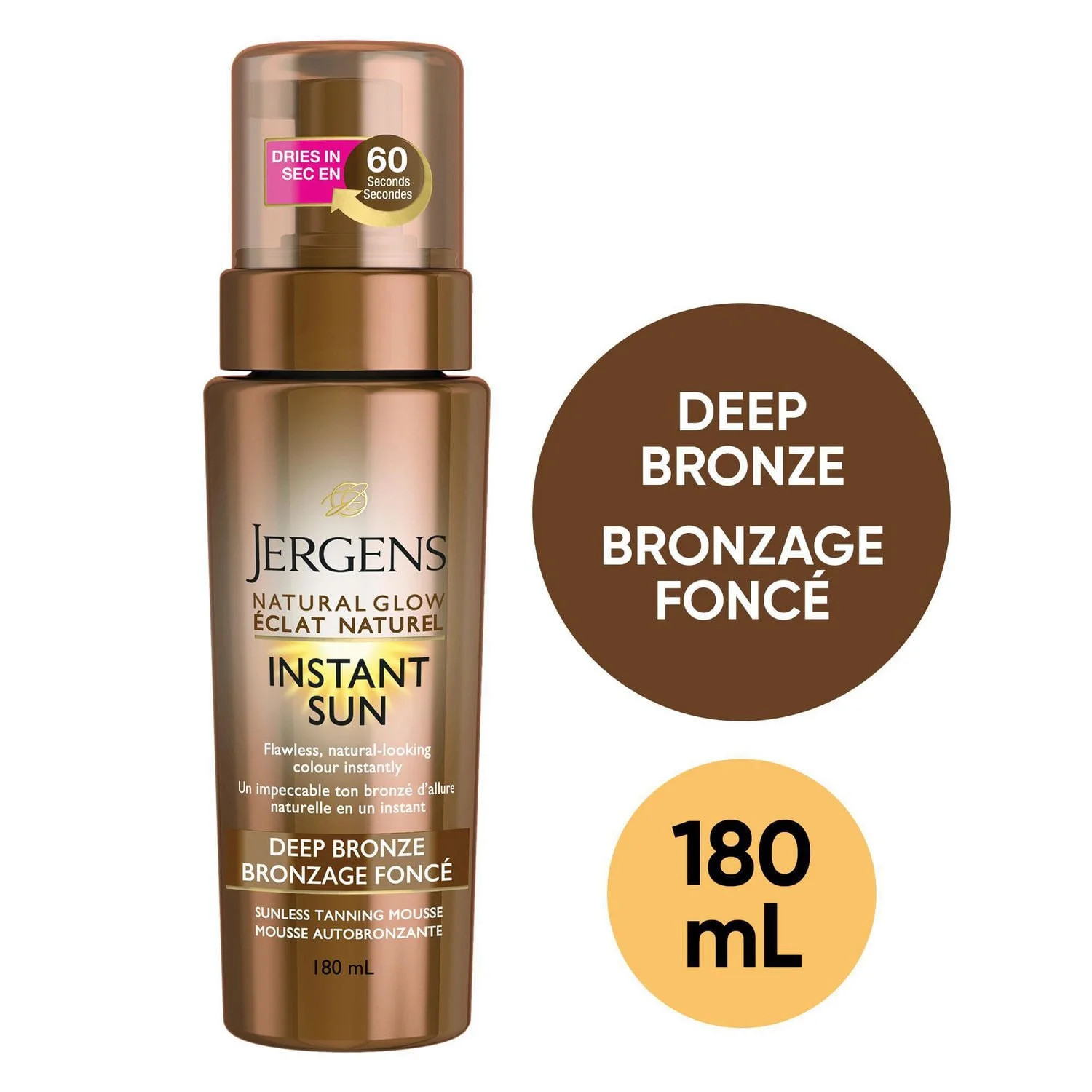 Jergens Natural Glow Instant Sun Sunless Tanning Mousse - Deep Bronze, 180mL, Self-Tanner | 180 M... | Walmart (CA)