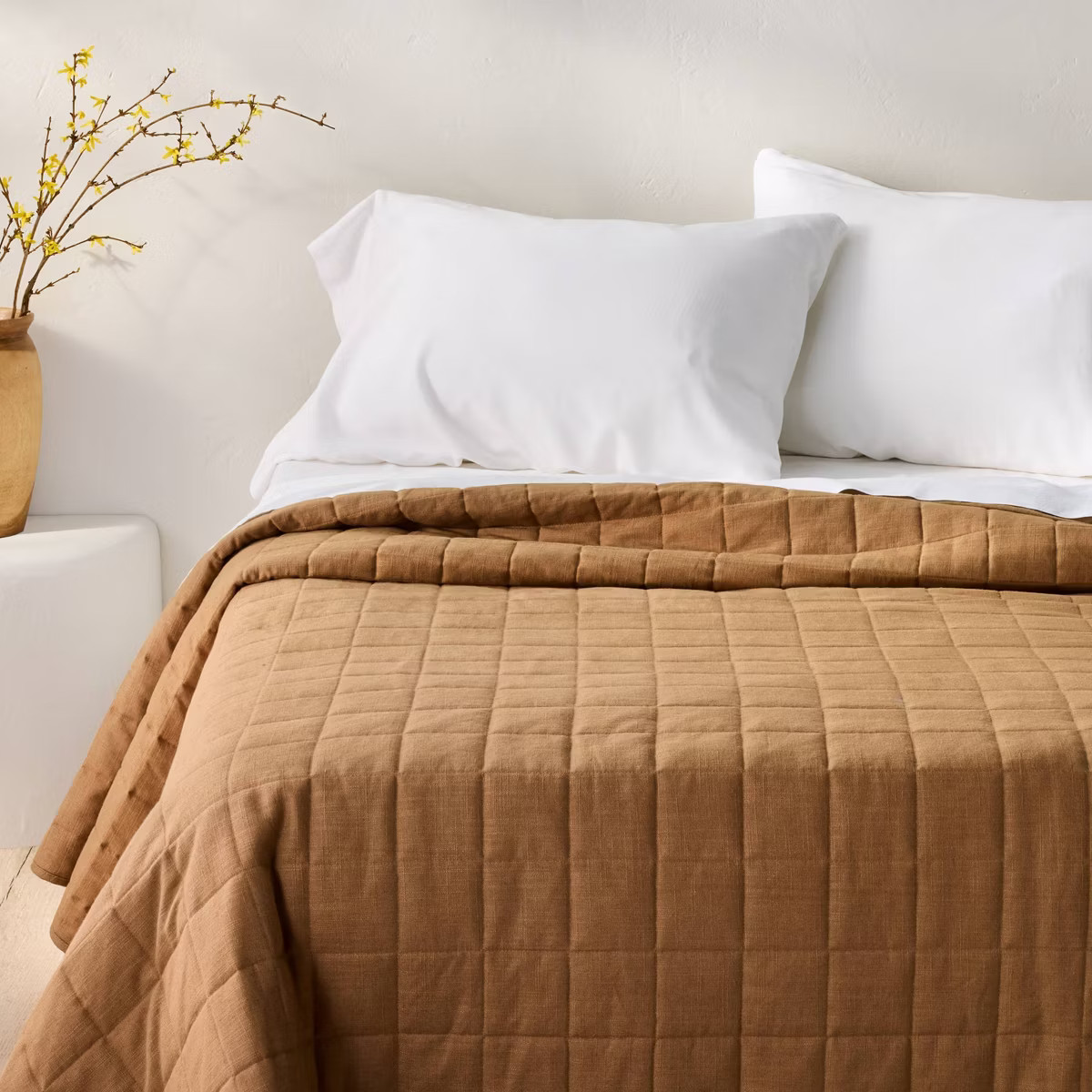 Full/Queen Heavyweight Linen Blend Quilt Warm Brown - Casaluna™: Rayon & Cotton, OEKO-TEX Certi... | Target