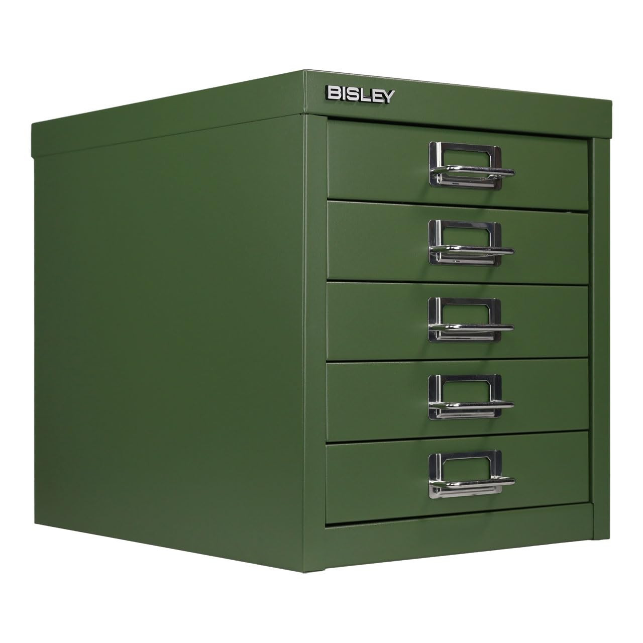 Bisley 5-Drawer Steel MultiDrawer Cabinet - Olive Green, Chrome Pull Handles with Label Holders, ... | Amazon (US)