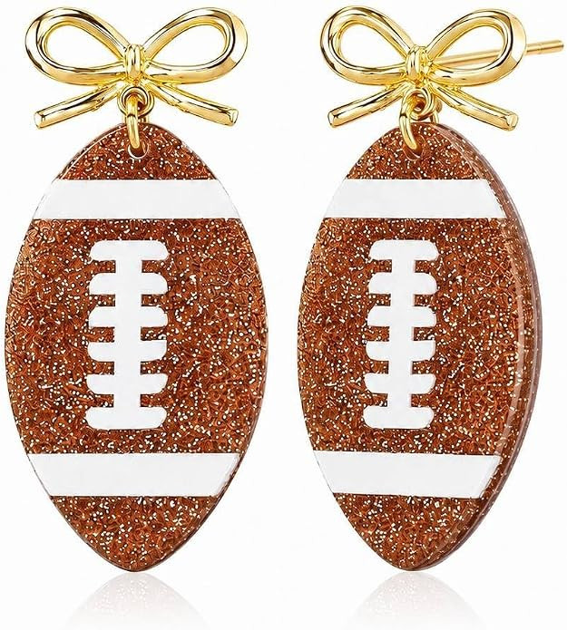 Football Earrings for Women Baseball Volleyball Softball Bow Jewelry | Amazon (US)