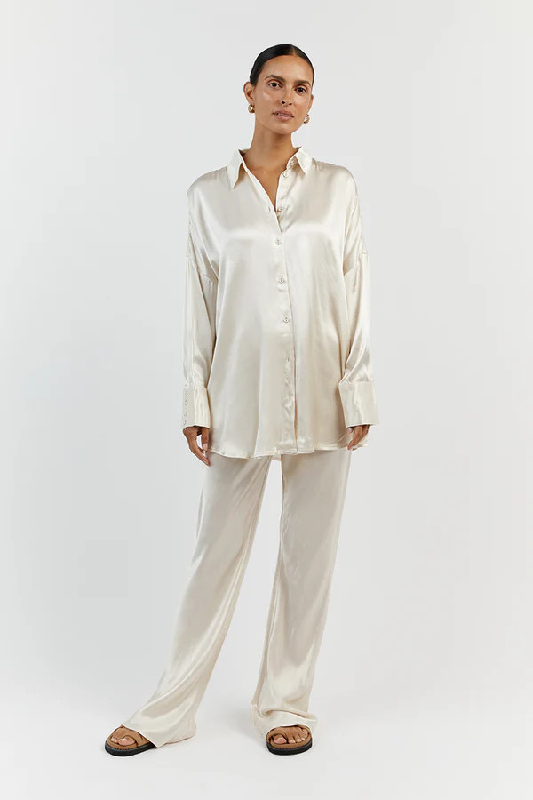 SIMONE PEARL SATIN SHIRT | DISSH