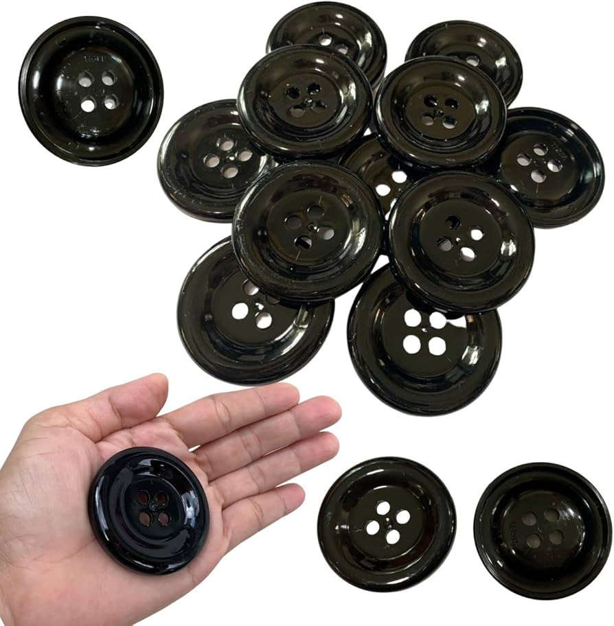 50 mm Large Button 4 Holes Black 15 Pcs for Crafts Making Clothes Sewing and DIY Projects, Scrapb... | Amazon (US)