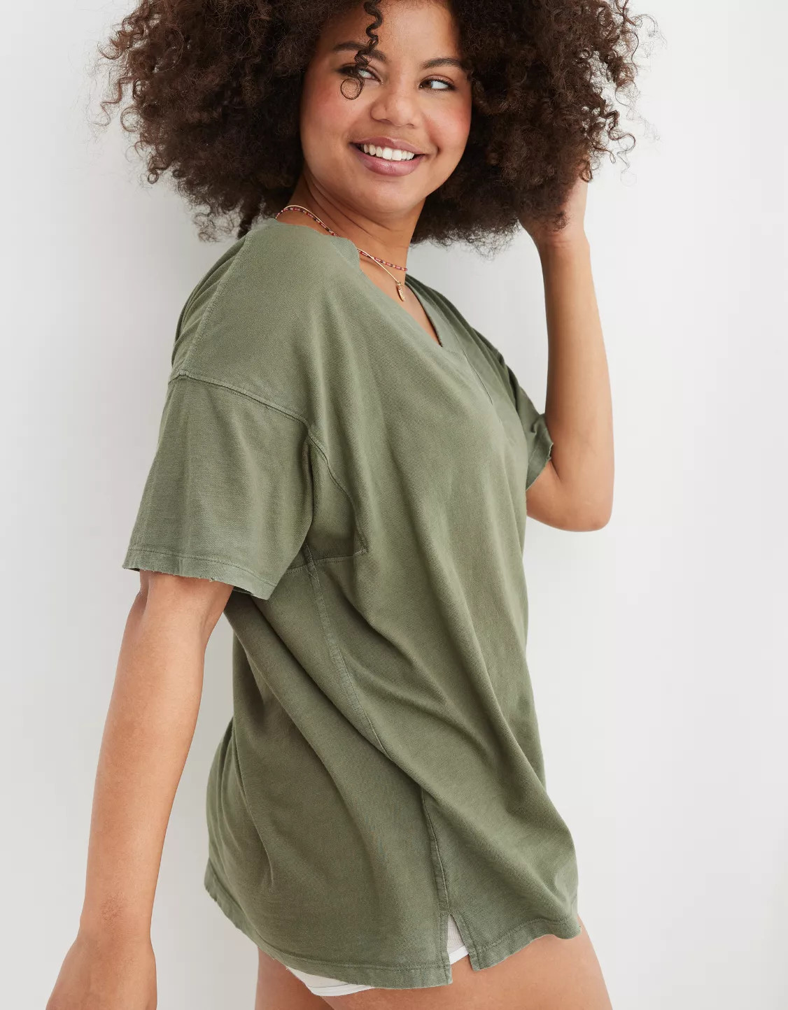 Aerie Extreme V-Neck Oversized Boyfriend T-Shirt | Aerie