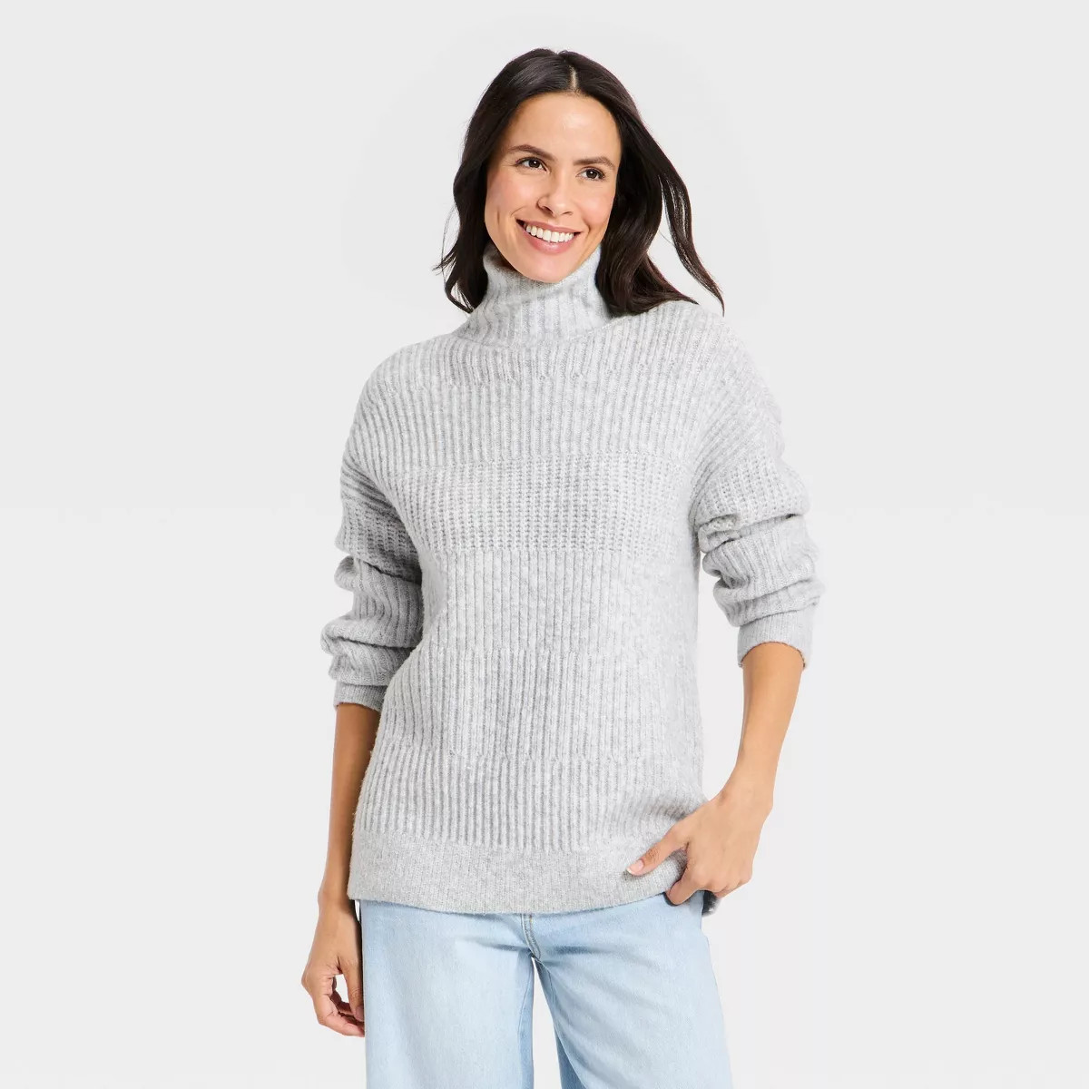 Women's Textured Mock Turtleneck Pullover Sweater - Universal Thread™ | Target