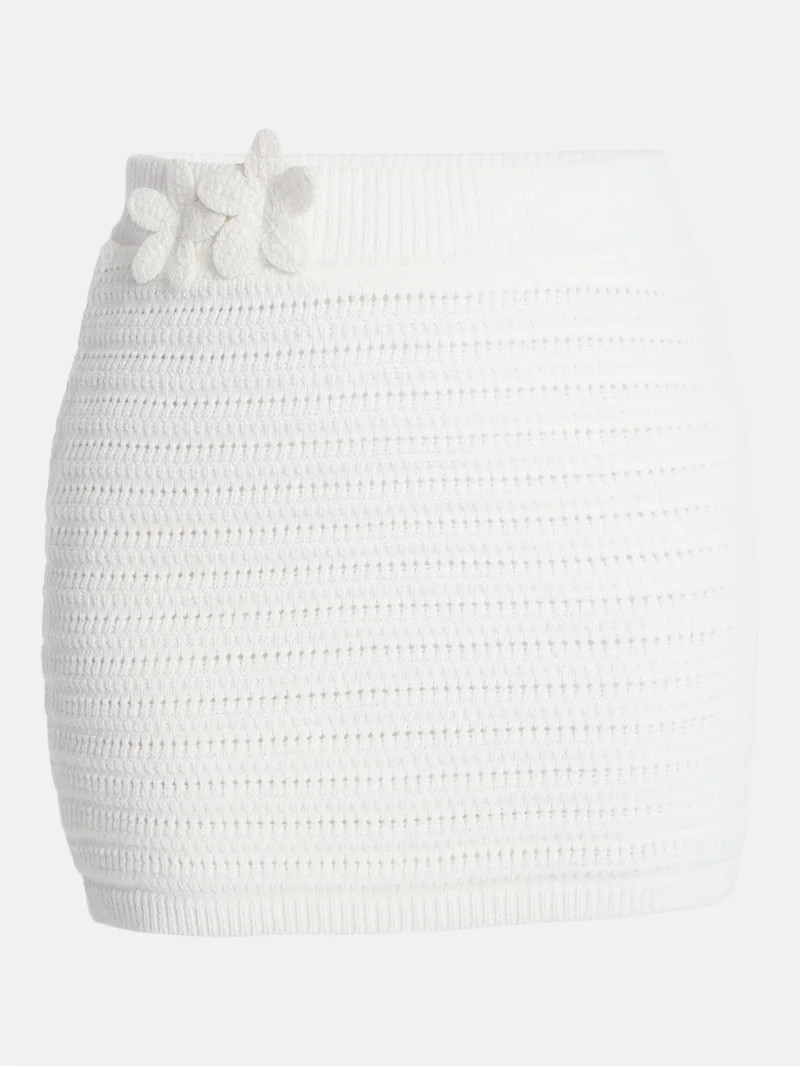 Madden NYC Women\u2019s Crochet Cotton Mini Skirt with 3D Flowers, Sizes XXS-XXL | Walmart (US)