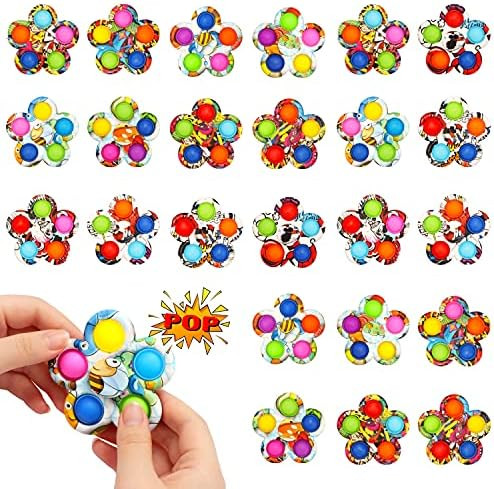 SoulLife 24 Pack Press Bubble Fidget Spinners Bulk, Pop Fidget Spinners Fidget Popper Spinners fo... | Amazon (US)