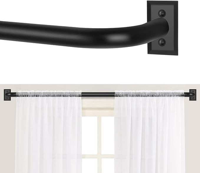 Black Wrap Around Curtain Rods,Black Curtain Rods for windows 48 to 84 inch(4-7Ft),Adjustable Bla... | Amazon (US)