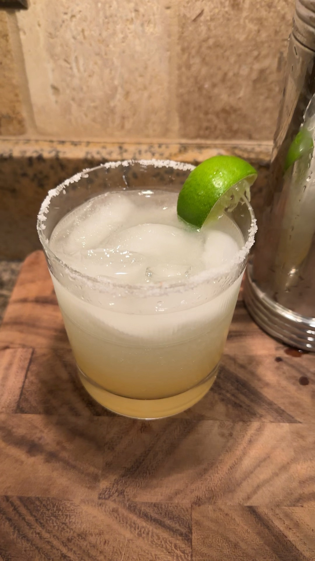 Uncle Dan’s Margarita: 

3 oz of your favorite tequila
1 1/2 oz triple sec
13/4 oz freshly squeezed lime juice
1 squeeze of agave
Grand Marnier
Freshly cracked salt
Lime wedge to garnish
Ice

Into a shaker filled with ice add the tequila, triple sec, lime juice and agave. 
Shake well.
Prepare a glass by running a lime along the rim then dip into salt.
Fill with ice. 
Pour the contents of the shaker into the glass, top with a splash of Grand Marnier, pinch of salt and lime.

#LTKVideo #LTKhome