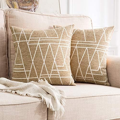 MIULEE Pack of 2 Decorative Throw Pillow Covers Geometric Pattern Chenille Cozy Modern Concise So... | Amazon (US)