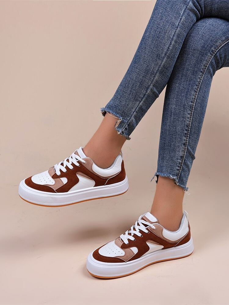 Colorblock Lace Up Front Skate Shoes | SHEIN