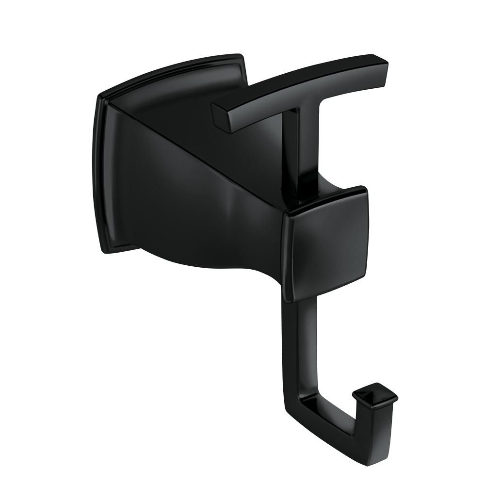 MOEN Hensley Double Robe Hook with Press and Mark in Matte Black-MY3503BL - The Home Depot | The Home Depot