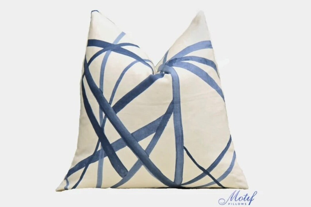 Kelly Wearstler Channels Pillow Cover - Blue and Ivory  - Periwinkle and Oat Pillow | Etsy (US)