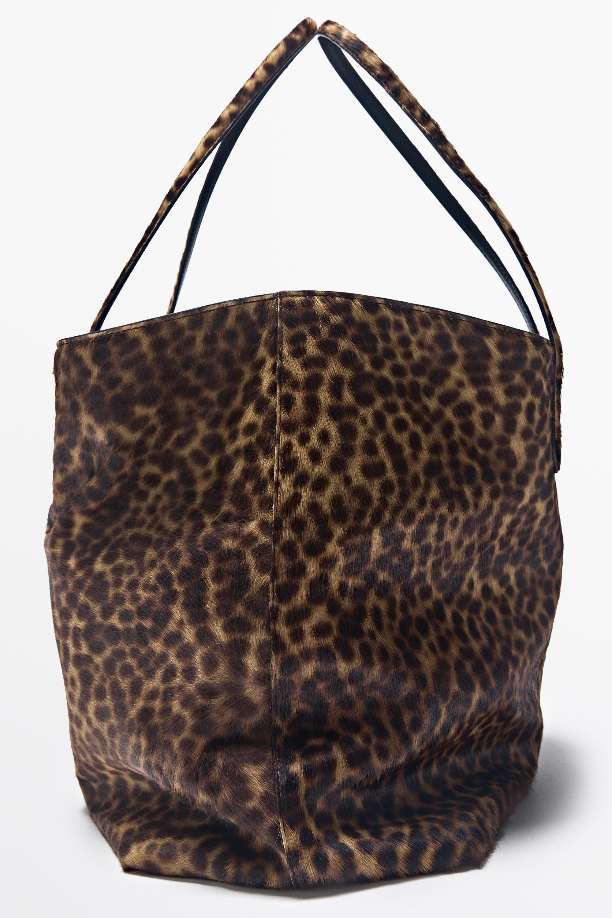 Large fur leather tote bag | Massimo Dutti UK