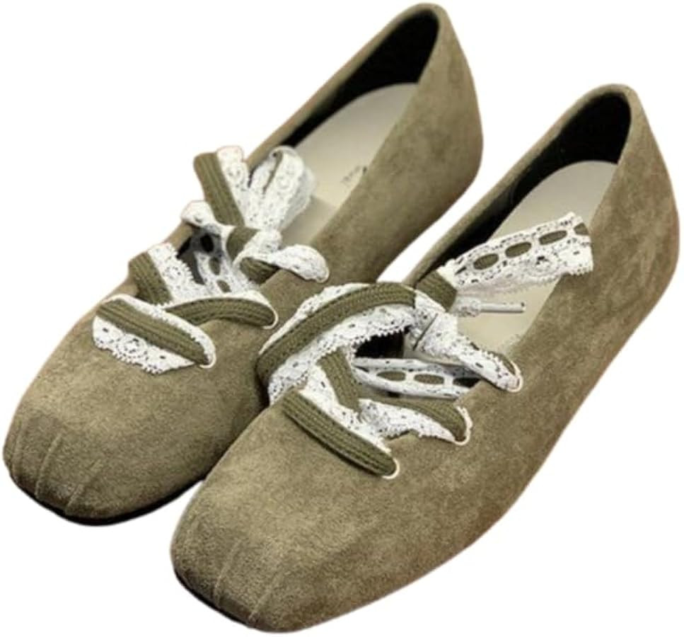 Square-Toe Retro Front-lace-up Women's Single Shoes. Elegant Style, Gentle and Comfortable. Suita... | Amazon (US)