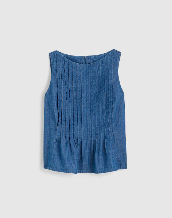 Denim Pintuck Peplum Top | Madewell