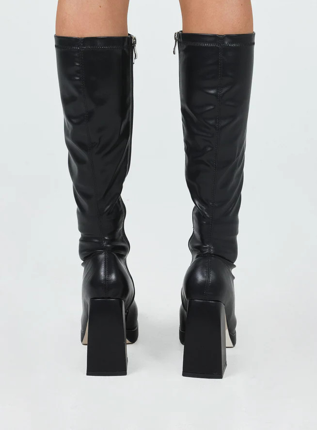 Zayas Knee High Boots Black | Princess Polly US