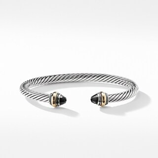 Cable Classic Bracelet with Black Onyx and 14K Gold, 5mm | David Yurman