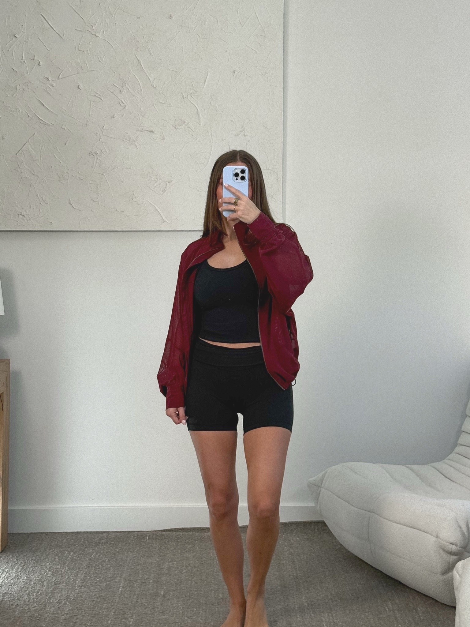 i fear burgundy is becoming a neutral to me ❤️‍🔥 the define oversized mesh jacket paired with the groove foldover shorts and align scoop tank feels sporty but still so cute

lululemon, lululemon define jacket, lululemon groove shorts, lululemon align tank, burgundy outfit, black workout set, athleisure outfit, sporty chic outfit, workout outfit women, pilates outfit, casual activewear, foldover shorts, biker shorts outfit, oversized jacket outfit, comfy casual outfit, spring outfit ideas, everyday outfit inspo

#LTKootd #LTKActive #LTKfitnessgoals