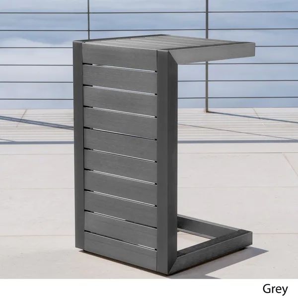 Cape Coral Outdoor C-Shape Aluminum Side Table by Christopher Knight Home | Bed Bath & Beyond