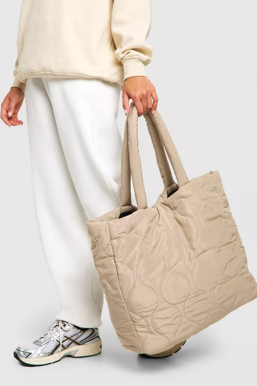 Oversized Quilted Nylon Tote Bag | boohoo (US & Canada)