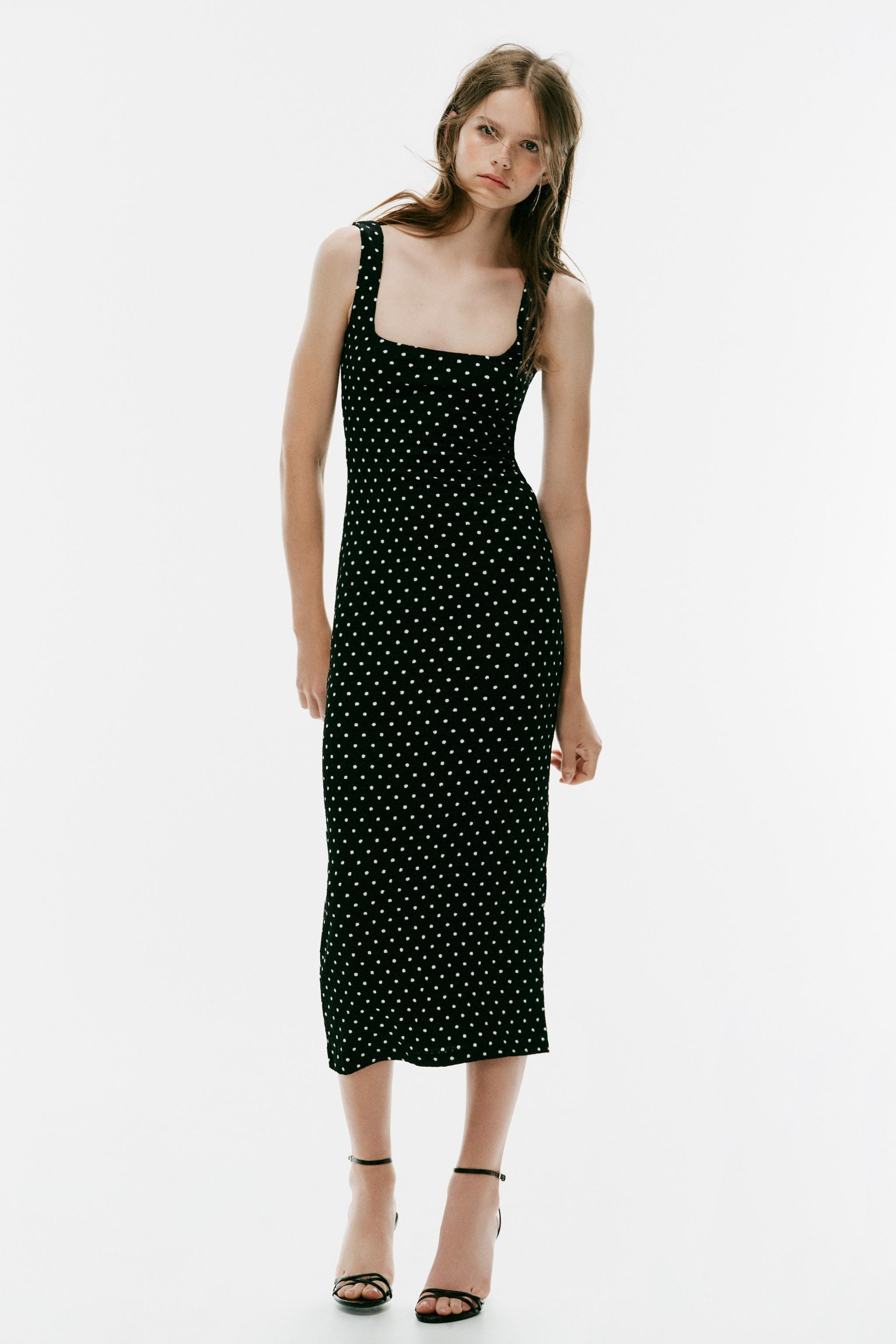 TEXTURED POLKA DOT MIDI DRESS | Zara US