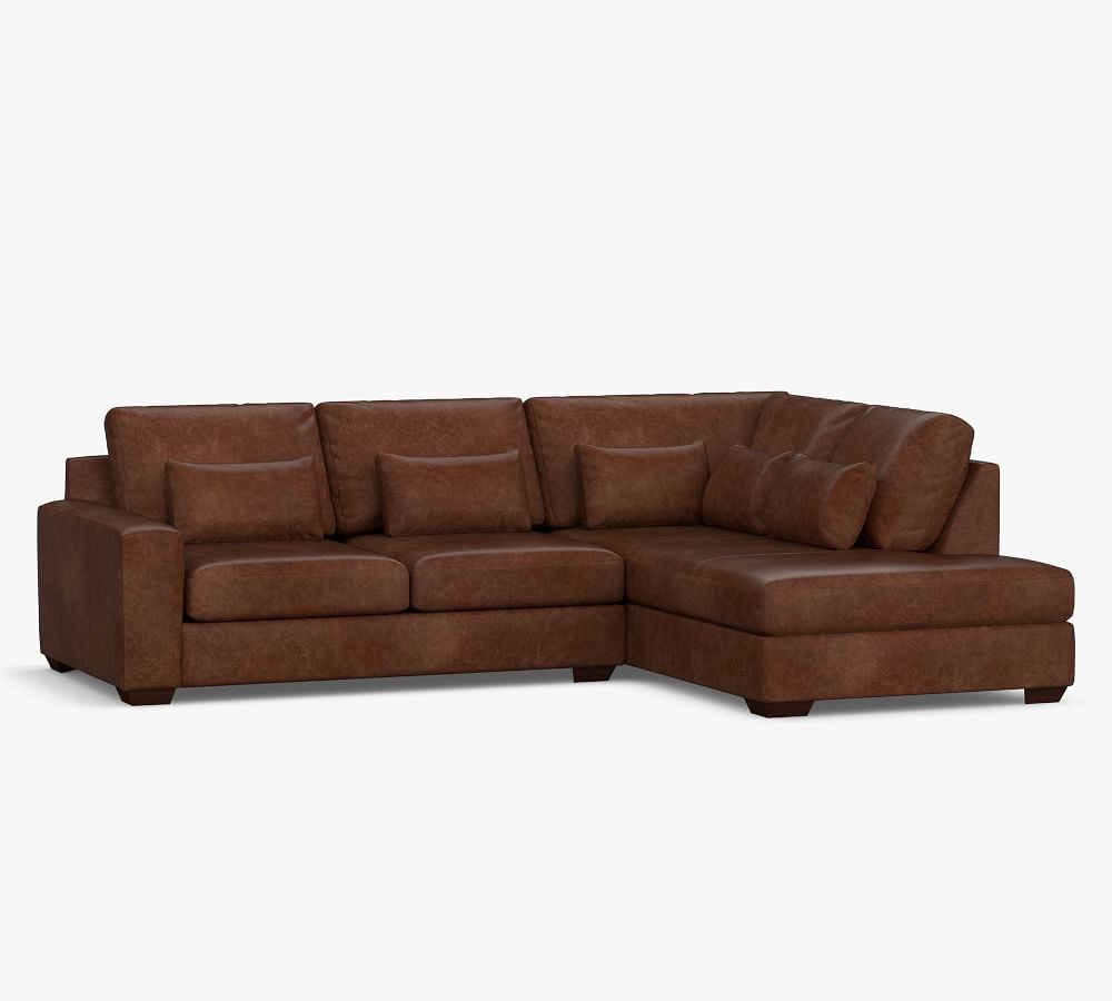 Big Sur Square Arm Deep Seat Leather Return Bumper Sectional | Pottery Barn (US)