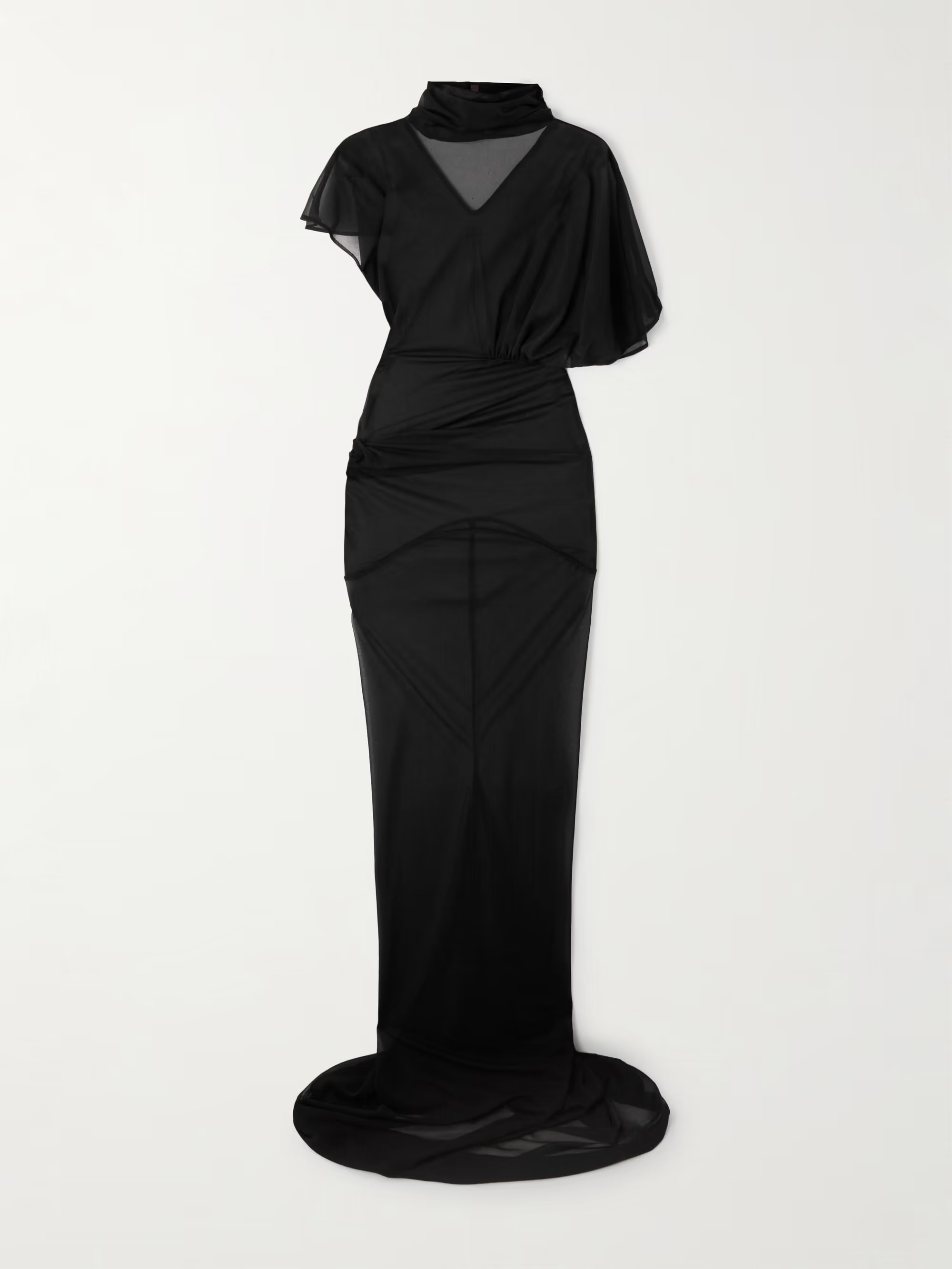 Lilith asymmetric gathered organza-jersey gown | NET-A-PORTER (US)