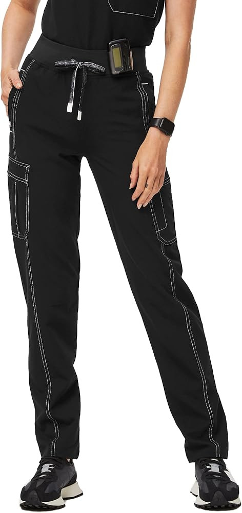 FIGS Ukwala High Waisted Cargo Scrub Pants for Women — High Rise, Classic Fit, 11 Pockets, Anti... | Amazon (US)