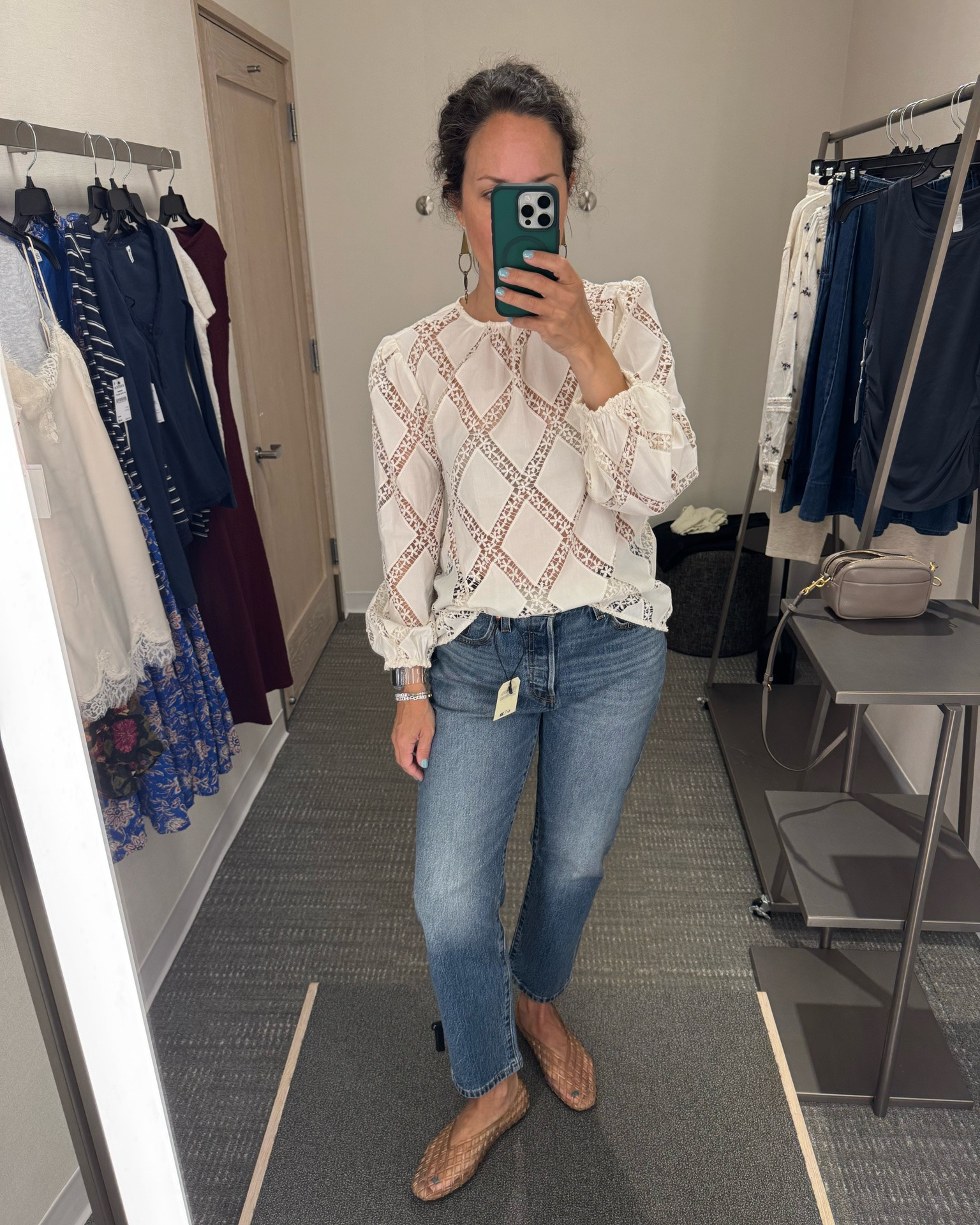 A few of the long sleeve tops I tried on today at the Nordstrom Anniversary sale. 
Caslon lace blouse, navy lace trim top and navy stripe long sleeve.

#LTKSeasonal #LTKOver40 #LTKSaleAlert