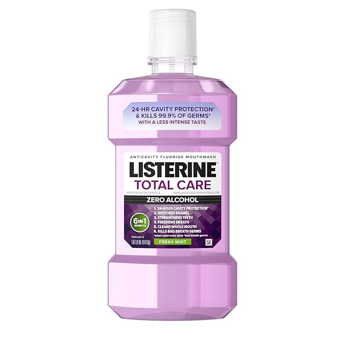 Listerine Total Care Alcohol-Free Anticavity Fluoride Mouthwash, 6 Benefit Oral Rinse to Help Kil... | Amazon (US)