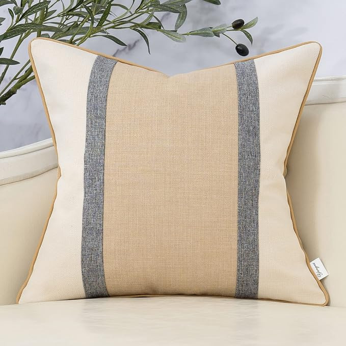Yangest Patchwork Pillow Cover 18x18 Inch Luxury Cotton and Linen Cushion Cover Square Pillowcove... | Amazon (US)
