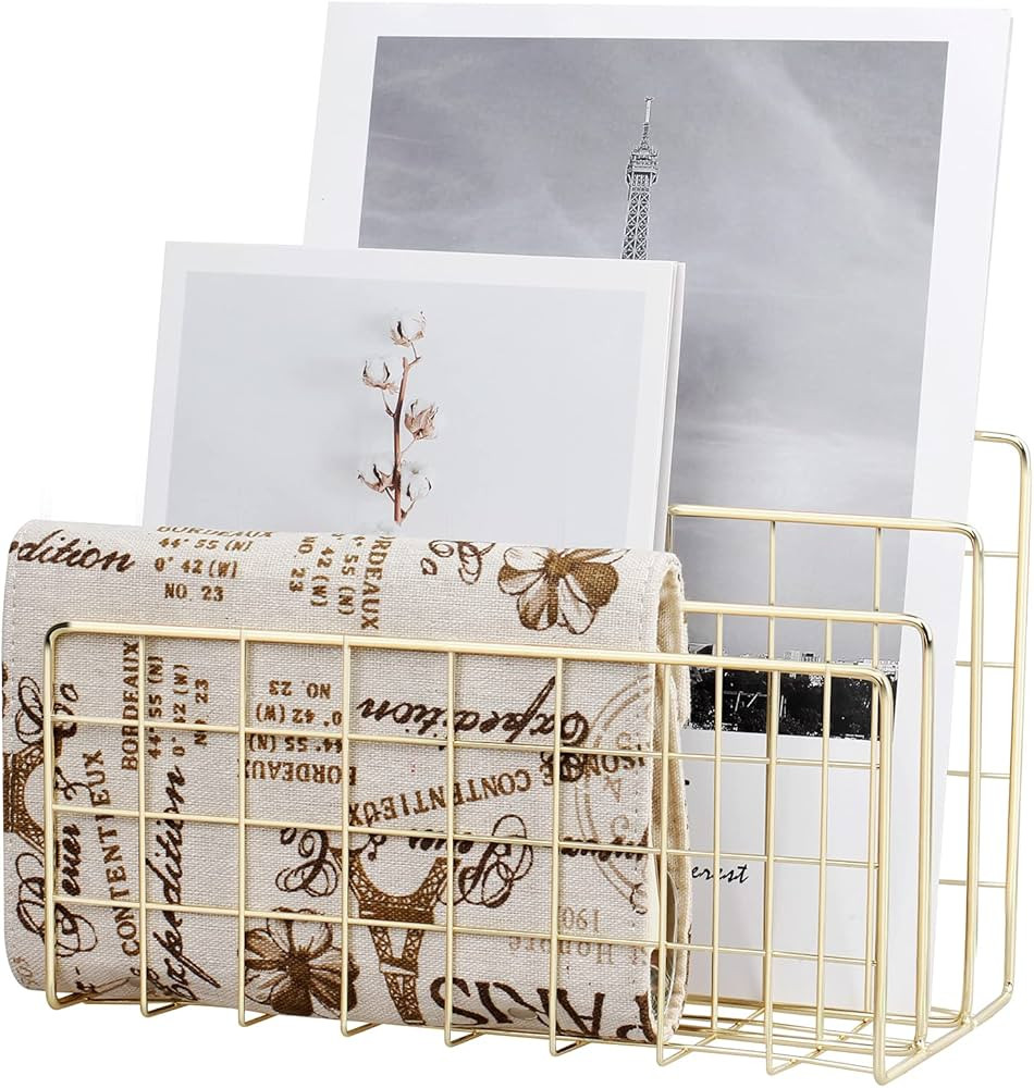 Desktop Mail Organizer File Organizer Metal Wire Mail Sorter Letter Organizer Magazine Rack for L... | Amazon (US)