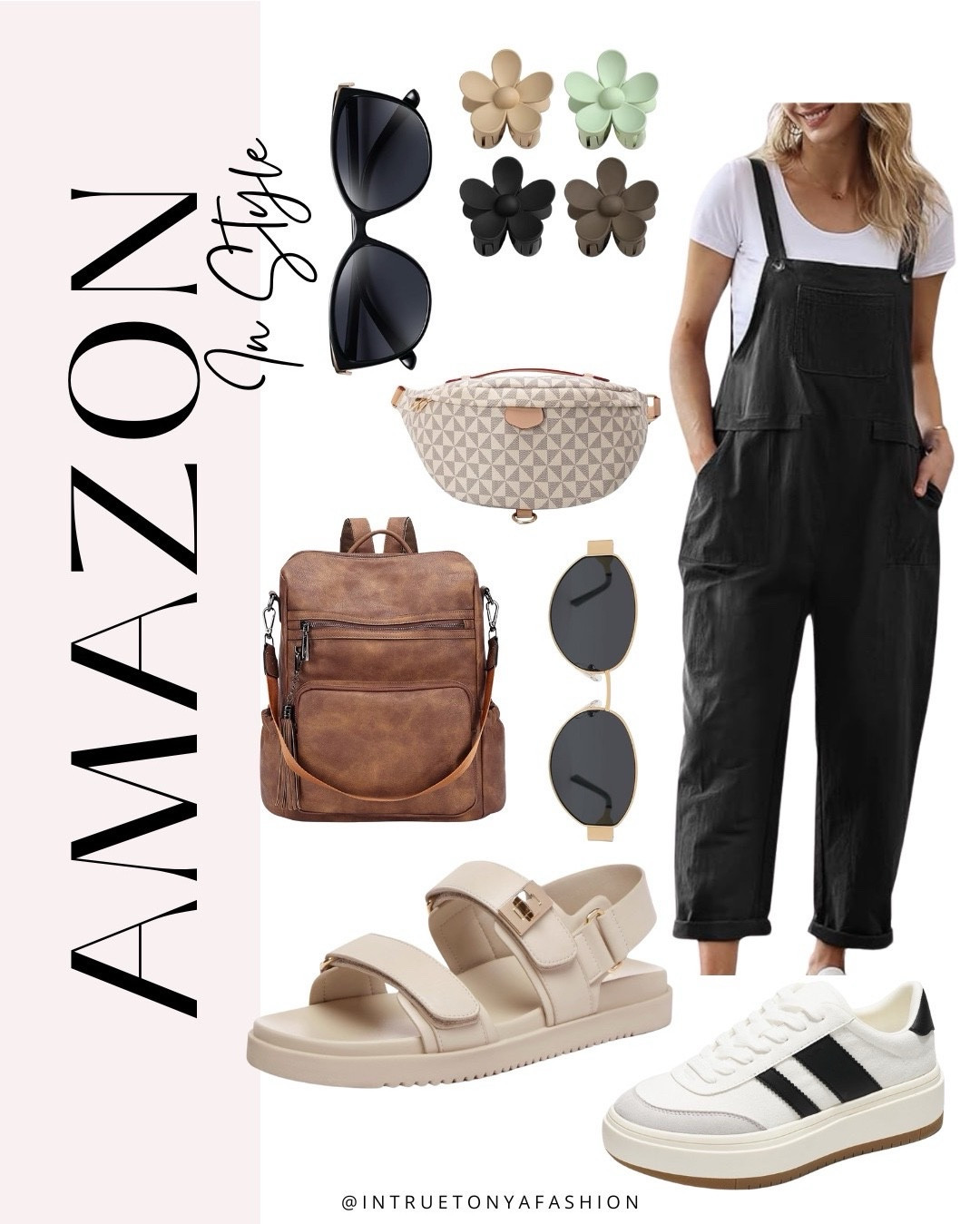 Amazon outfit idea for spring — black overalls, sneakers or sandals, faux leather backpack or sling bag, hair clips and sunglasses 








outfit inspo | outfit ideas | casual outfits amazon  |  amazon outfits every day | early spring outfits 

#LTKootd #LTKSaleAlert