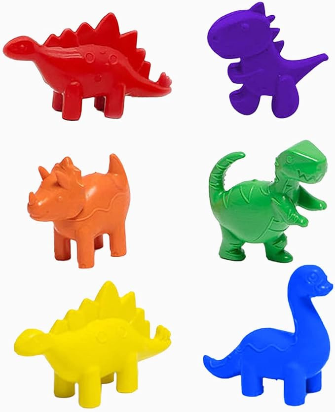 6 PC DINOSAUR SHAPE CRAYONS, DINOSAUR PARTY FAVORS, CRAYONS FOR KIDS AGES 2-4 4-8, NON-TOXIC BIG ... | Amazon (US)