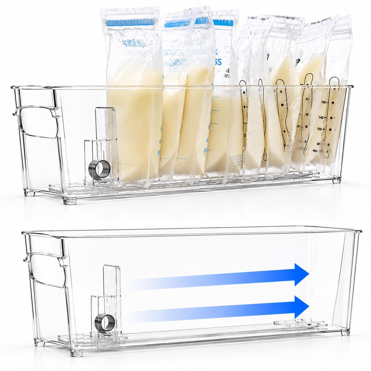 2 Pack Breast Milk Storage Containers with Auto Pusher for Fridge & Freezer | Amazon (US)