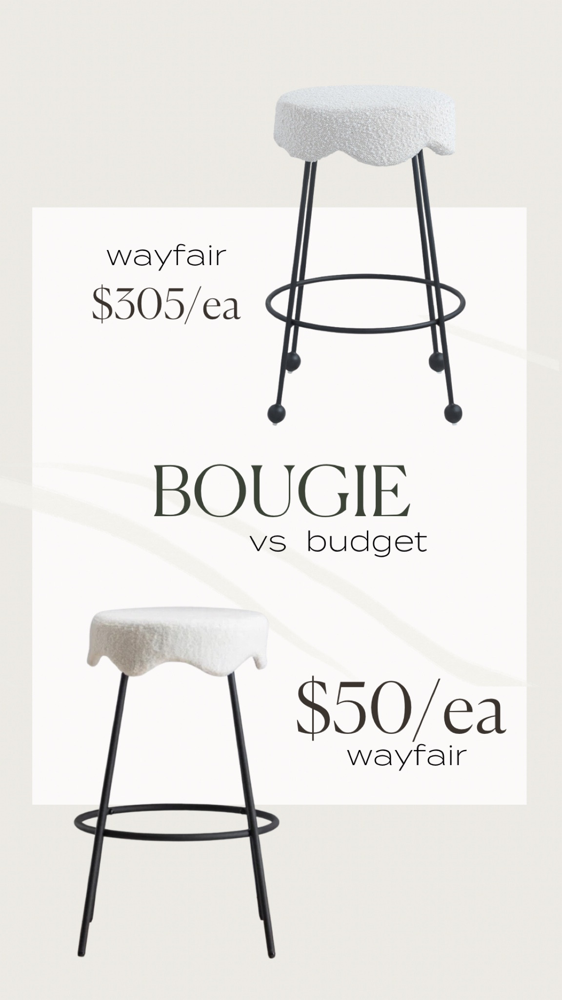 Wavy / scalloped trend counter stools: get the look for less! I love the profile of these, you could easily add balls to the feet of the budget option to get the same look.

#LTKHome #LTKFindsUnder100 #LTKSaleAlert
