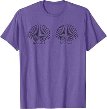 Shell Boob Print Original Seashell Beach Line-art Shell Boob T-Shirt | Amazon (US)
