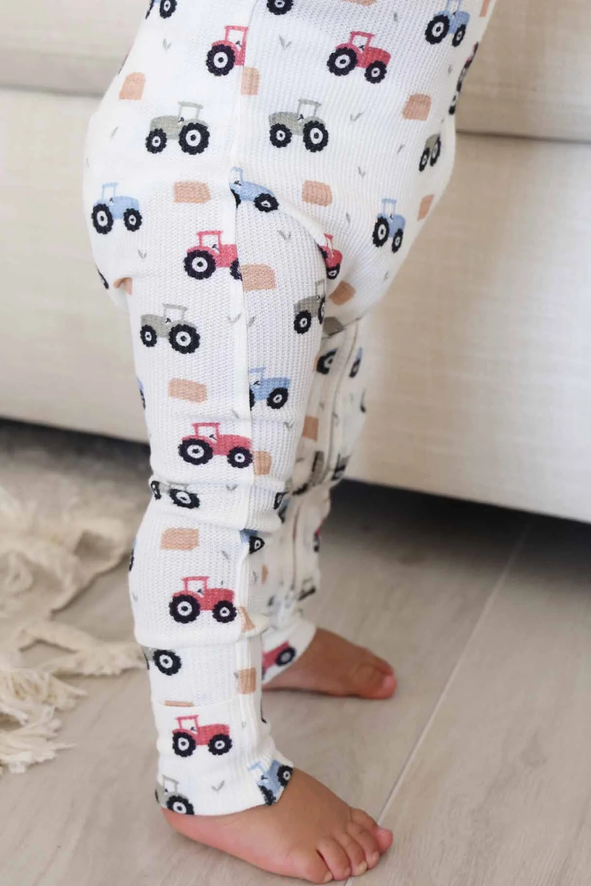 Little Farmer Bamboo Waffle Convertible Zip Romper | Caden Lane