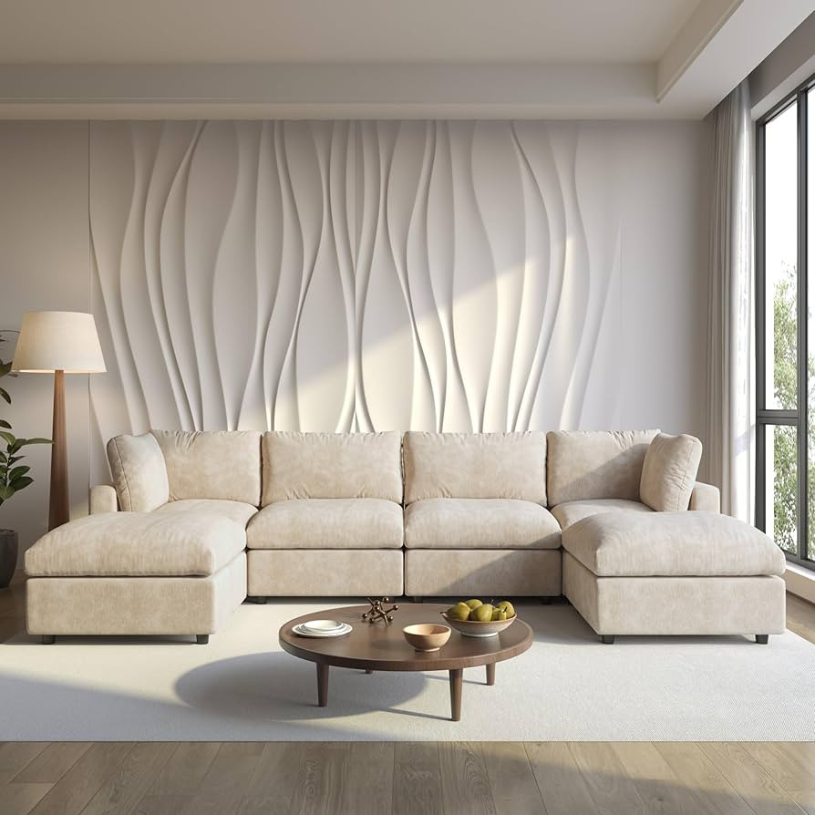 WJShome Cloud Couch Modular Sectional Sofa, 134" U Shaped Couch for Livingroom, Oversized Convert... | Amazon (US)