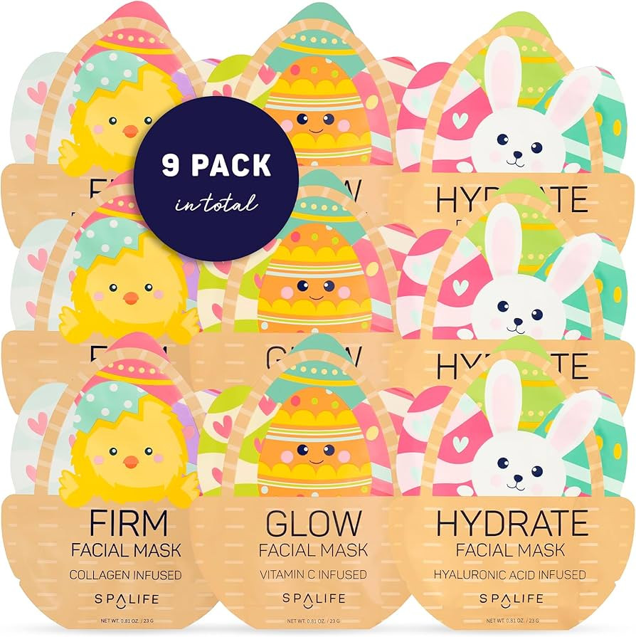 SpaLife Spring & Easter Facial Masks (9Pack) - Hyaluronic Acid, Collagen, Vitamin C Infused - Red... | Amazon (US)