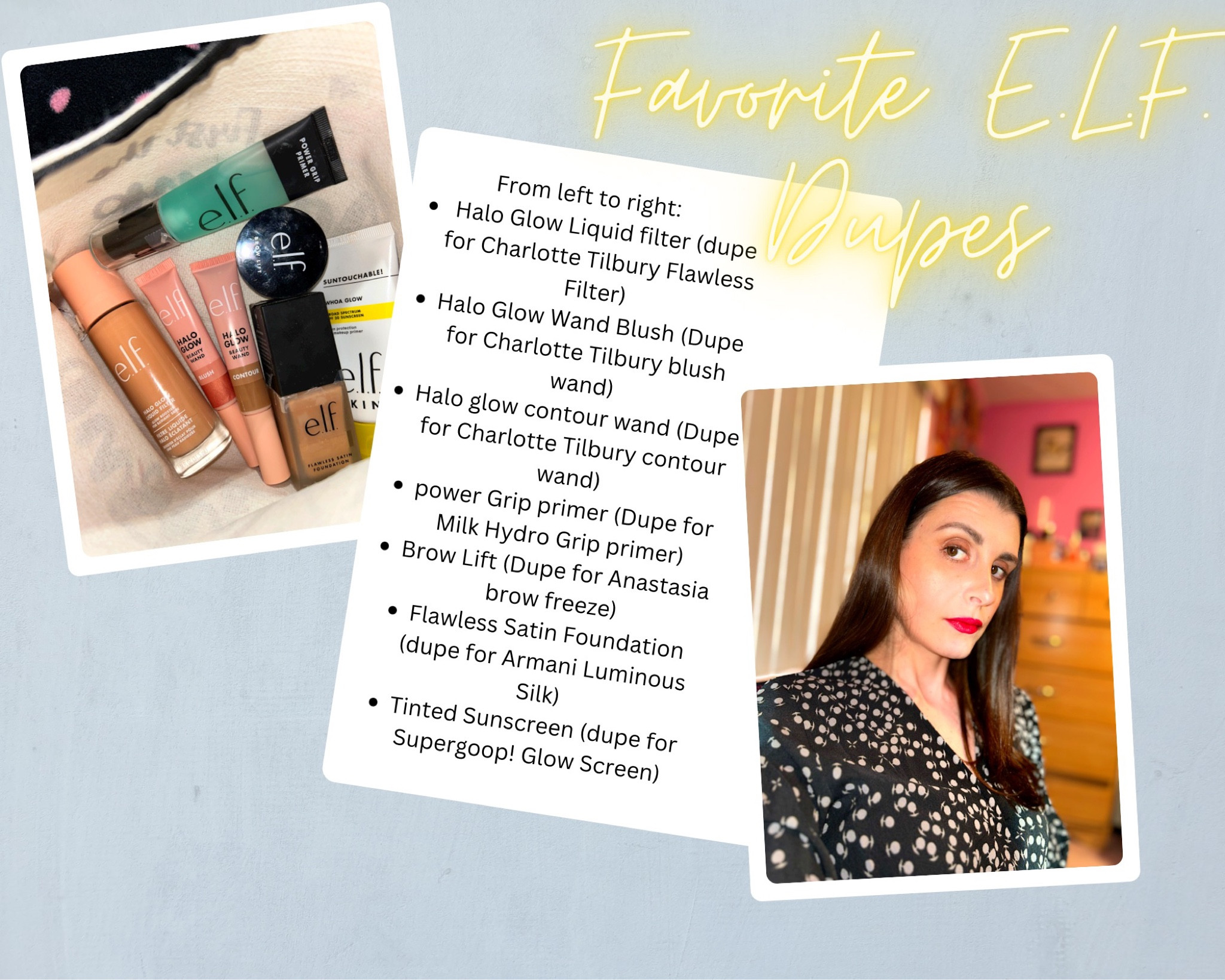 Achieve a flawless makeup look without breaking the bank! Check out these amazing E.L.F.dupes that will have you looking fabulous without spending a fortune. #makeupdupes #budgetbeauty #flawlessfinish 

#LTKstyletip #LTKbeauty #LTKBeautySale