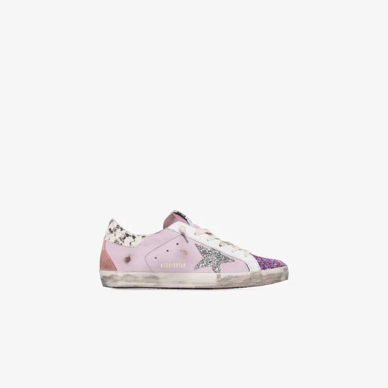 Golden Goose pink Superstar glitter sneakers | Browns Fashion