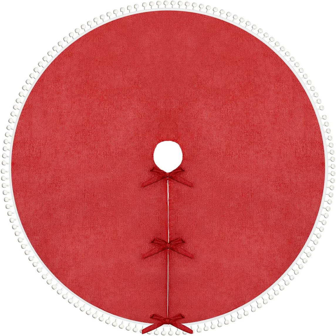 SevenFish Red Christmas Tree Skirt, 48 inch Burgundy Double-Layer Burlap Plain Tree Skirt Christm... | Amazon (US)