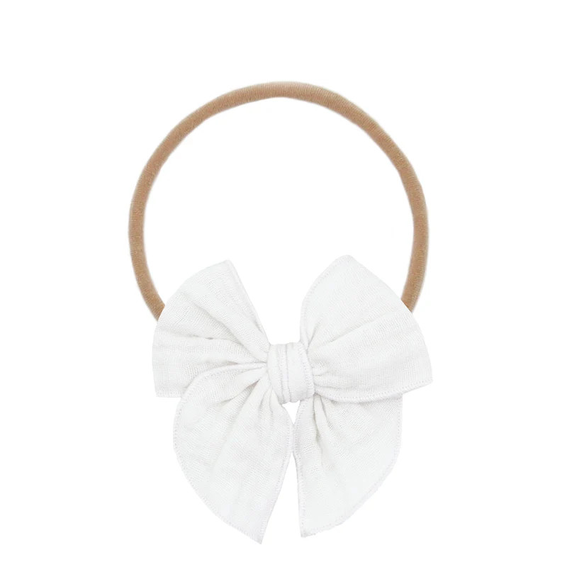 Cloud Muslin™ Heirloom Bow - White Headband | Lou Lou & Company
