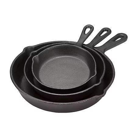 Cooks 3-pc. Cast Iron Fry Pan Set, One Size, Black | JCPenney
