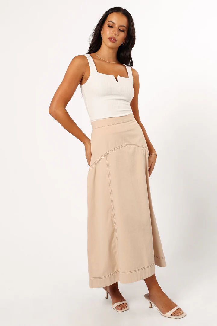 Mariela Denim Midi Skirt - Sand | Petal & Pup (US)