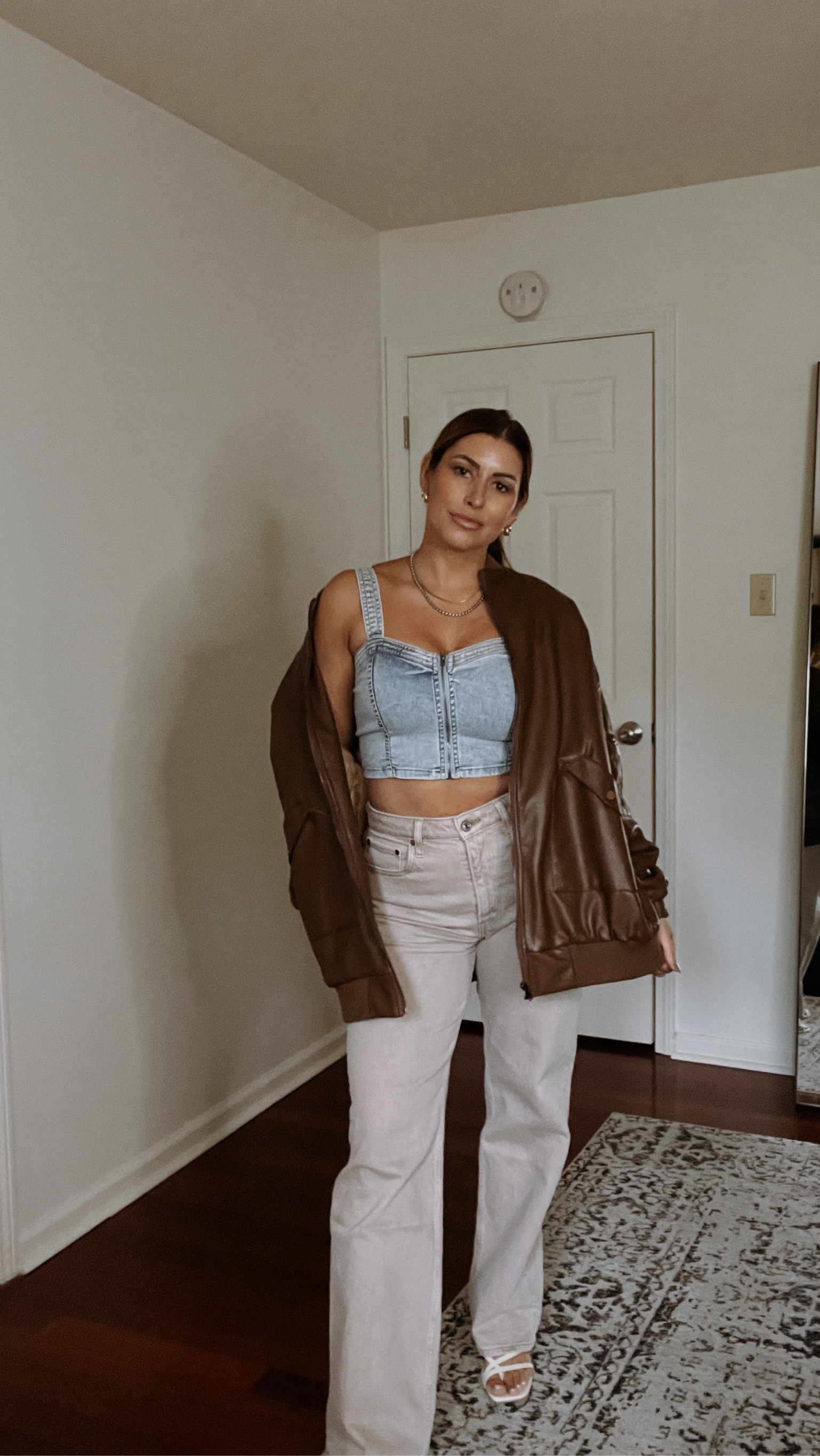 Beige jeans, neutral style, Bomber jacket, baby tee, cropped blazer 

#LTKSeasonal #LTKstyletip